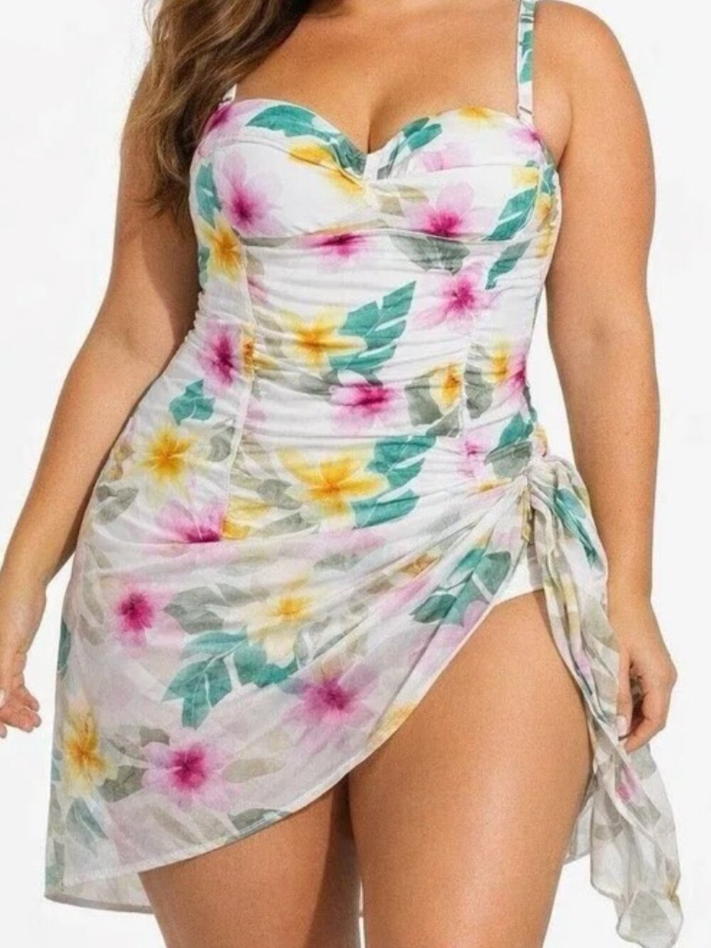 Nicole Miller One Piece Swimsuit with Sarong Size 3X